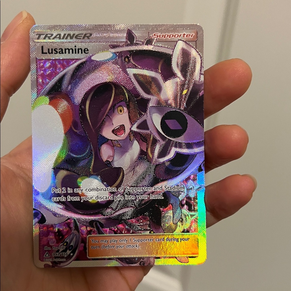 Pokemon Lusamine Holographic Trainer Card - Purple, Pink, Black